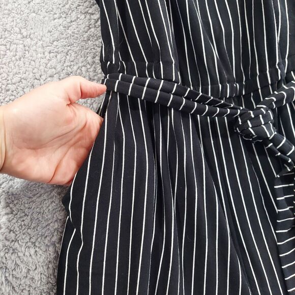Torrid Size 1 Stretch Soft Stripe Tie Waist Jersey Crop Jumpsuit Black White NEW - Picture 4 of 13